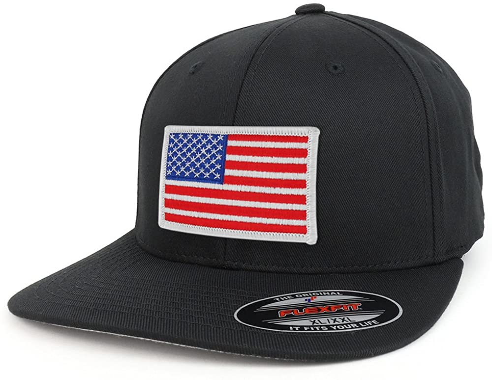 Armycrew XXL USA American Flag Embroidered Iron On Patch Flexfit Cap