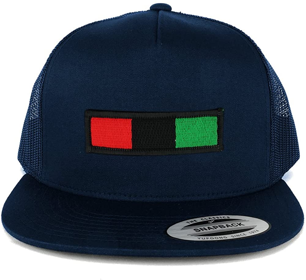 5 Panel Africa Red Black Green Embroidered Iron on Patch Flat Bill Mesh Snapback