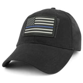 Armycrew USA Rubber Thin Blue Flag Tactical Patch Cotton Adjustable Baseball Cap
