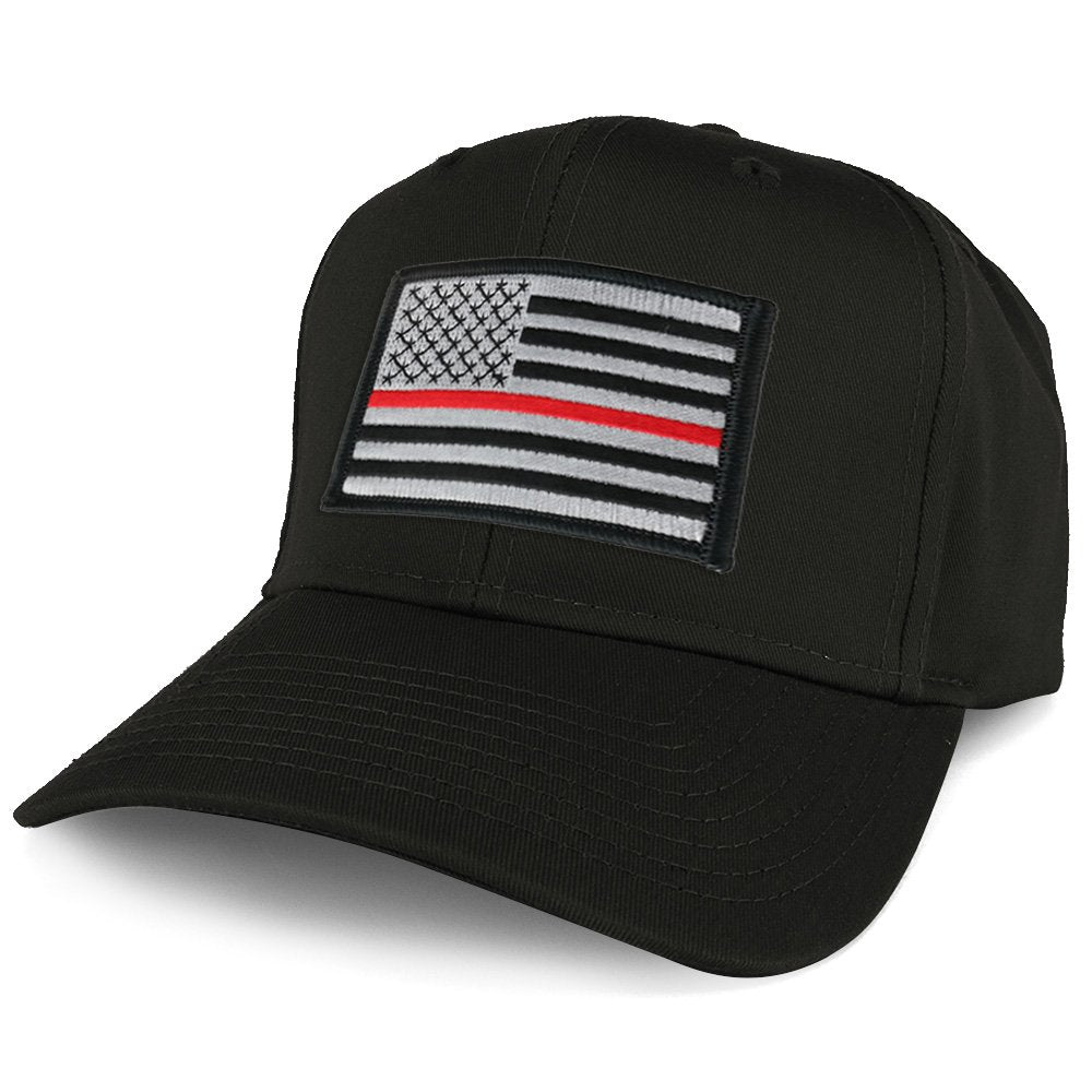 Armycrew XXL Oversize Thin Red Line 2 USA American Flag Patch Solid Baseball Cap