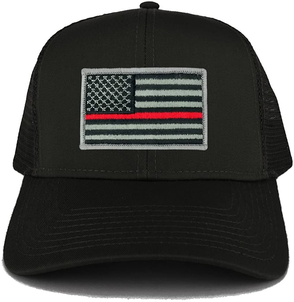 Armycrew USA American Flag Embroidered Patch Snapback Mesh Trucker Cap - Black