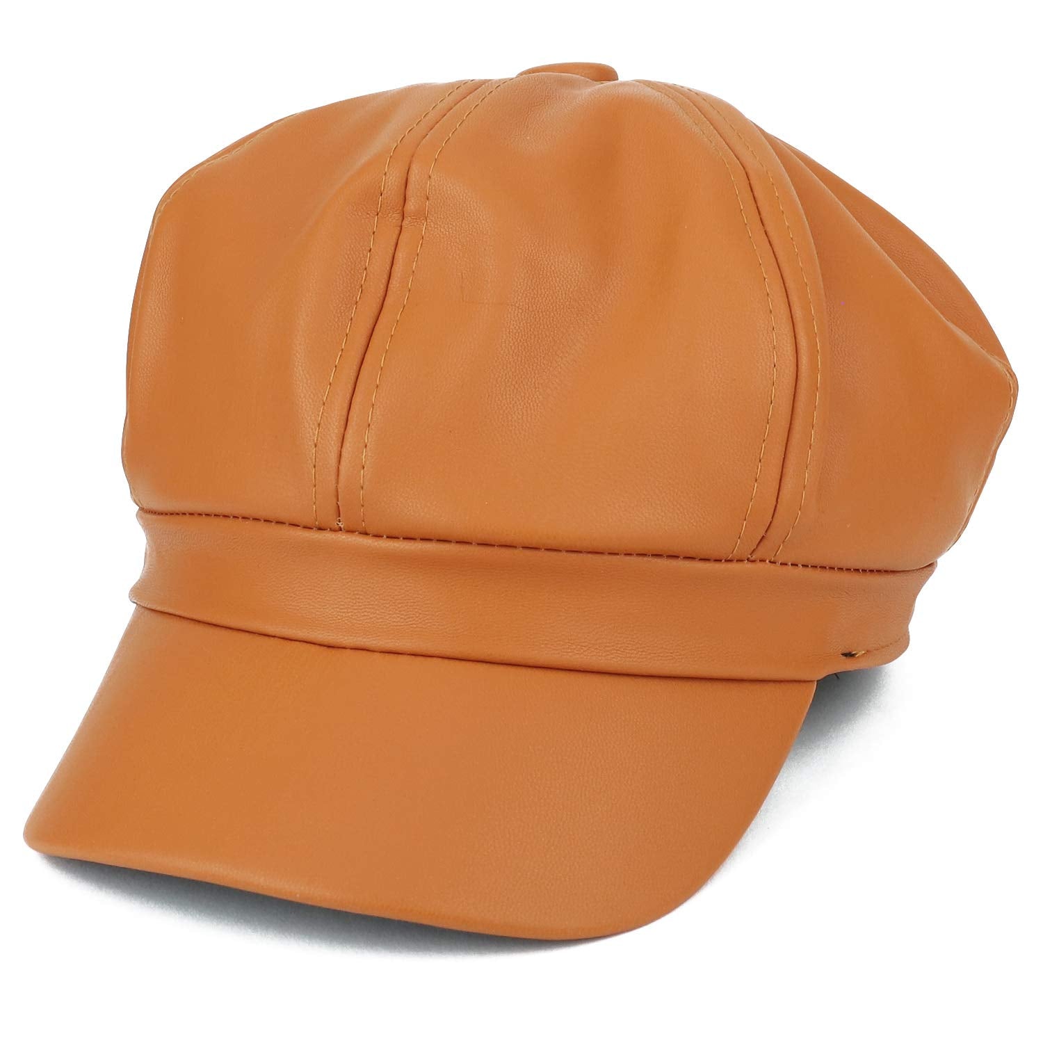 Armycrew Plain PU Vegan Leather Newsboy Cap