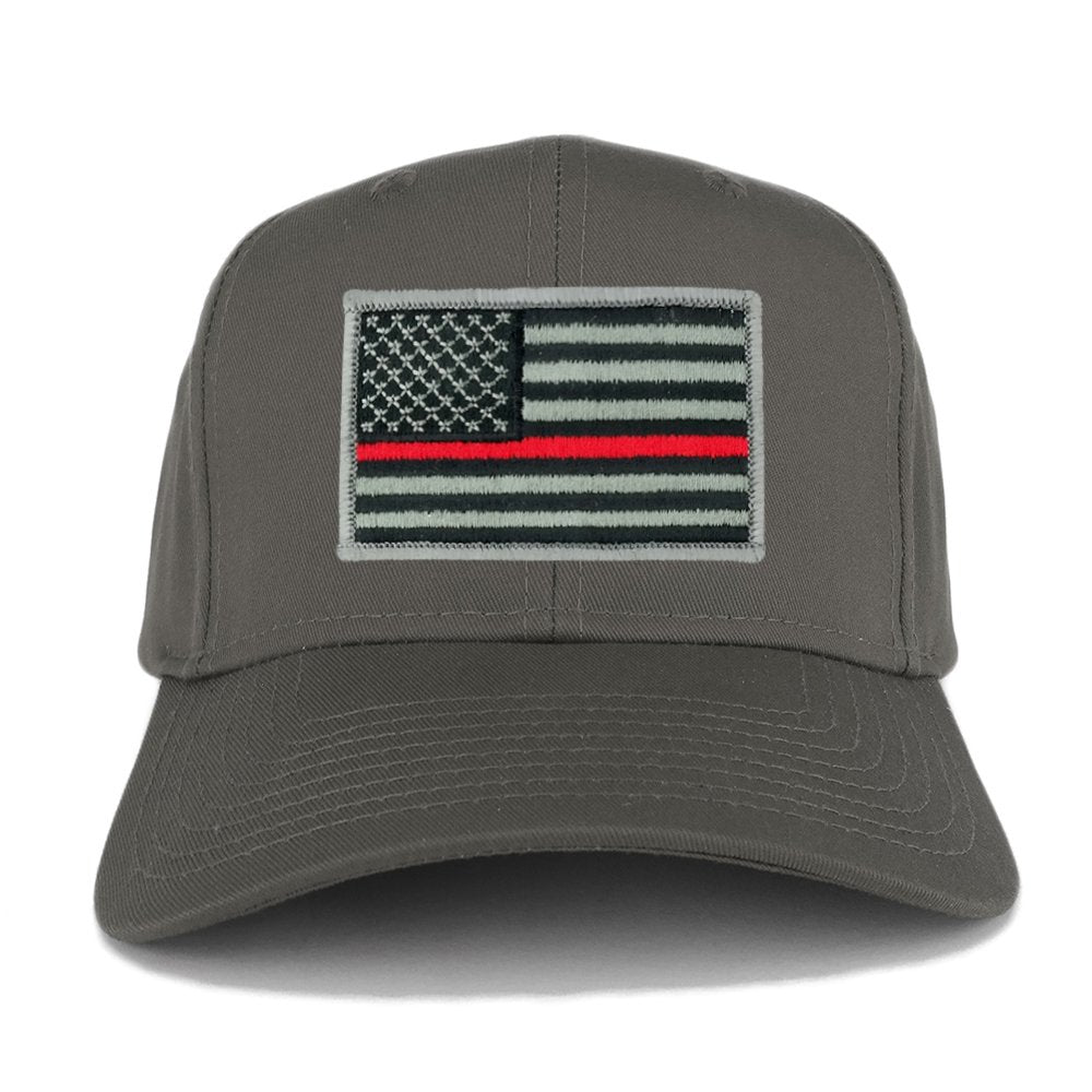 USA American Flag Logo Embroidered Iron On Patch Snap Back Cap - Charcoal