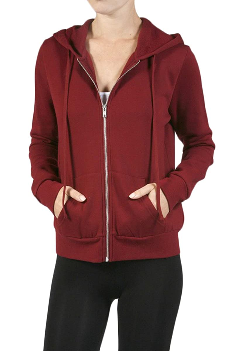 Armycrew Women's Long Sleeve Inner Brushed Full Zip Warm Hoodie Fleece Jacket