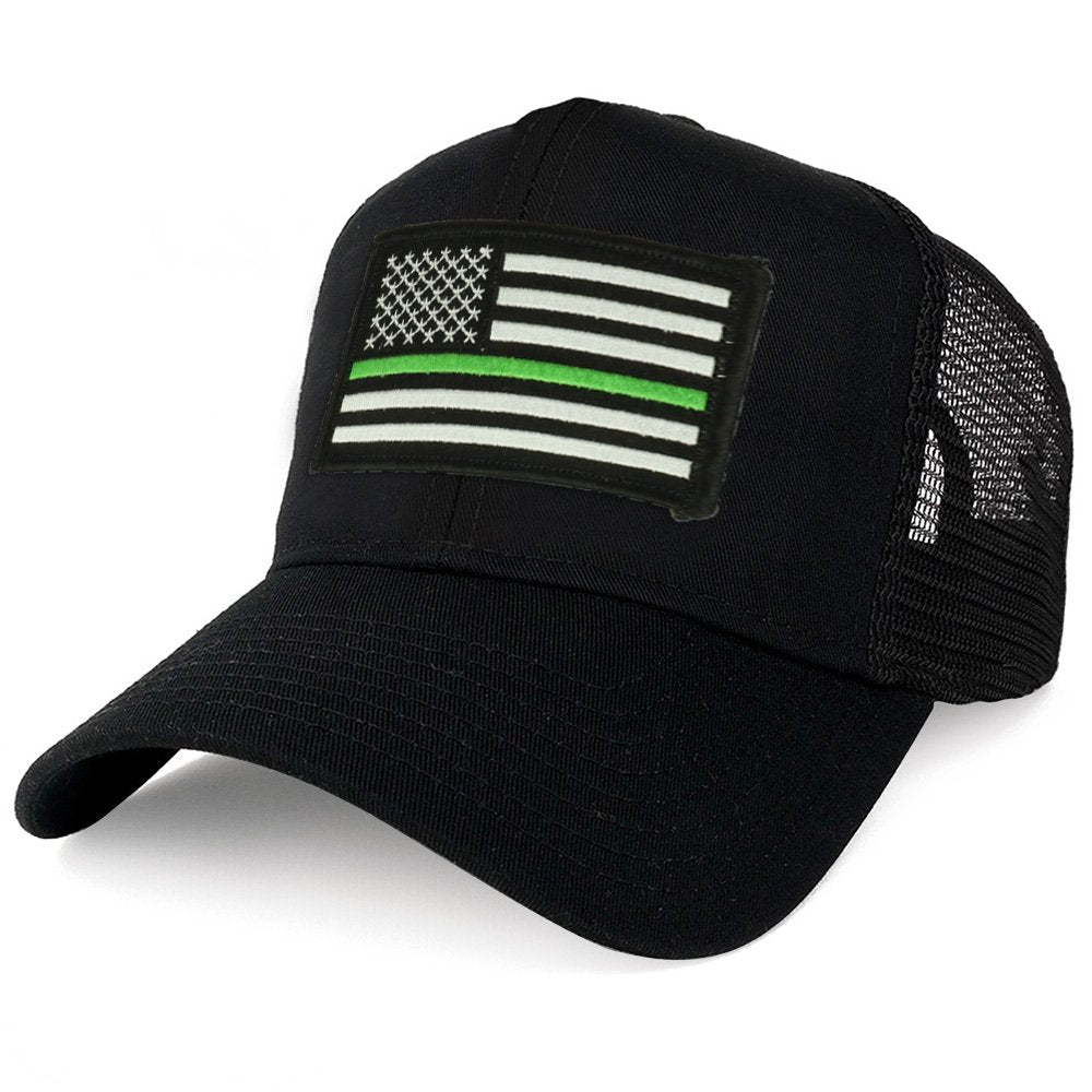 Armycrew XXL Oversize Thin Green Line USA Flag Patch Mesh Back Trucker Baseball Cap