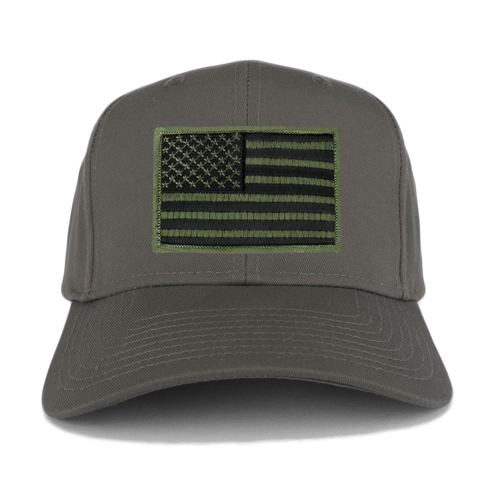 USA American Flag Logo Embroidered Iron On Patch Snap Back Cap - Charcoal