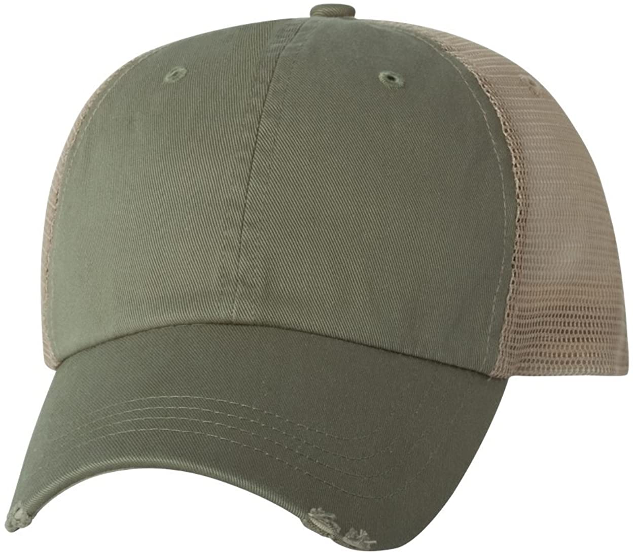 Organic Cotton Washed Mesh Cap with Frayed Bill - Black Black