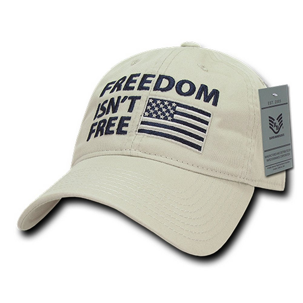 Armycrew Freedom Isn't Free Embroidered Soft Crown Washed Cotton Baseball Cap