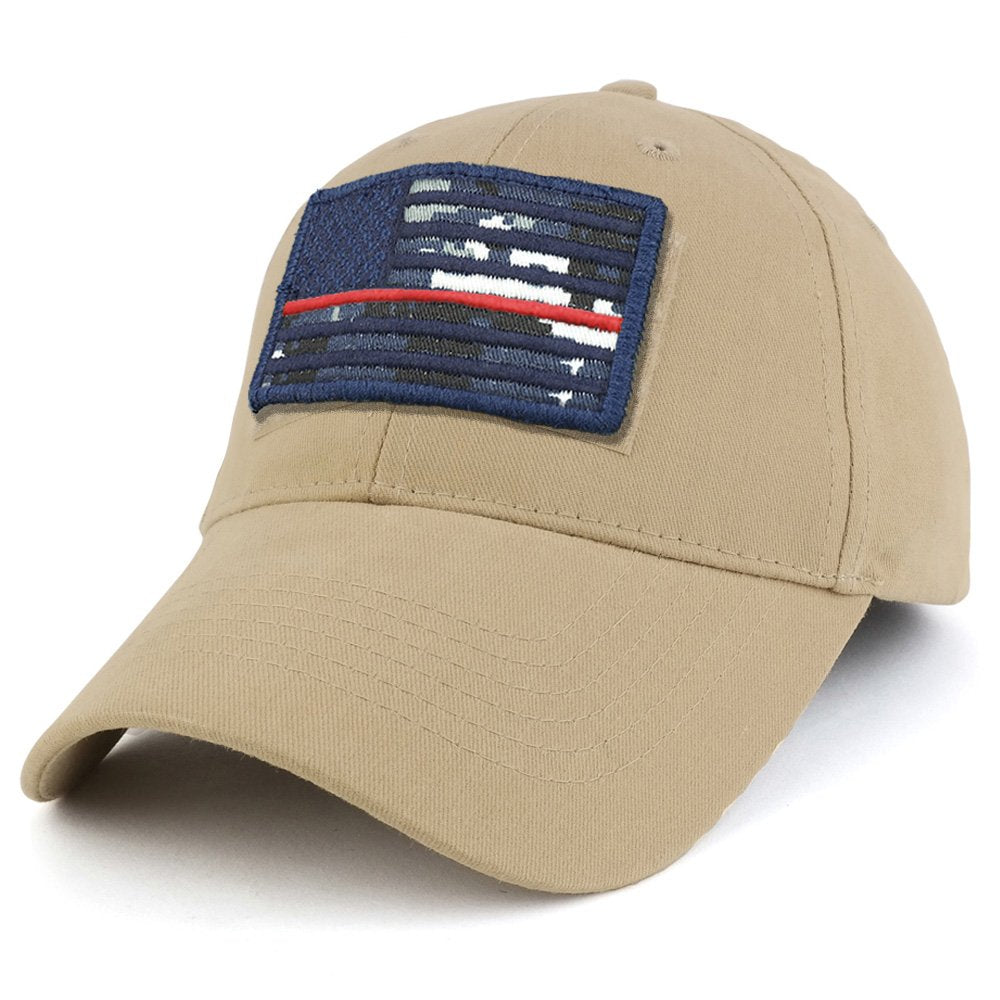 Armycrew USA Navy Thin Red Flag Tactical Patch Cotton Adjustable Baseball Cap