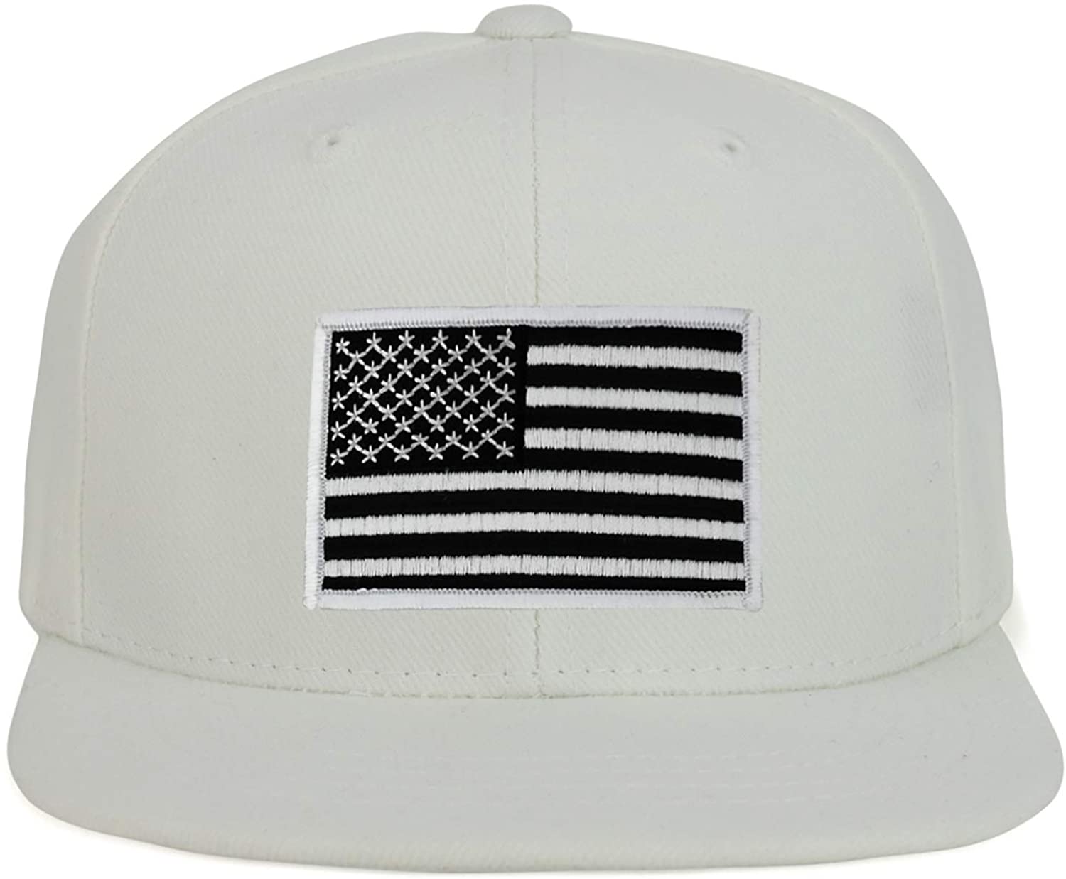 Armycrew Youth Kid Size Black White American Flag Patch Flat Bill Snapback Baseball Cap
