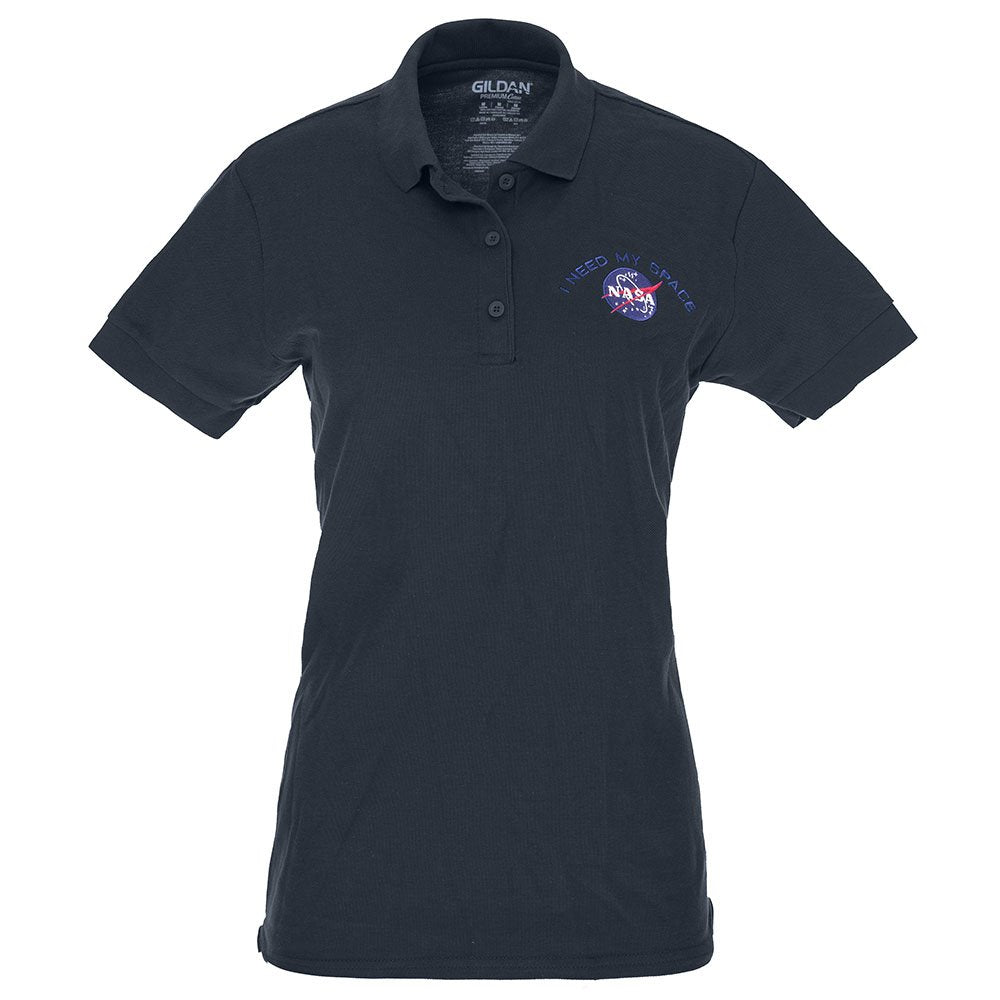 Ladies I Need My Space NASA Meatball Embroidered Poly Jersey Polo Shirt
