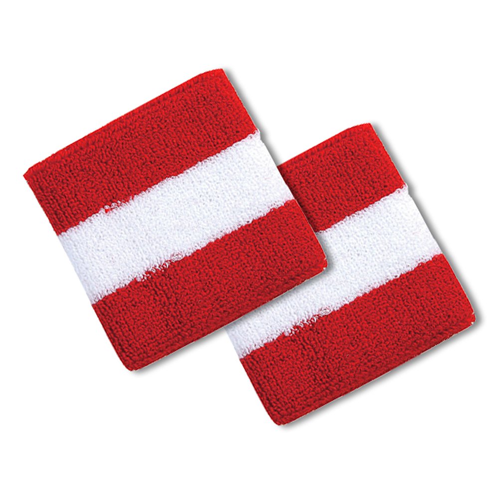 Cotton Terry Cloth Stripe Sports Wrist Band 2 Pack