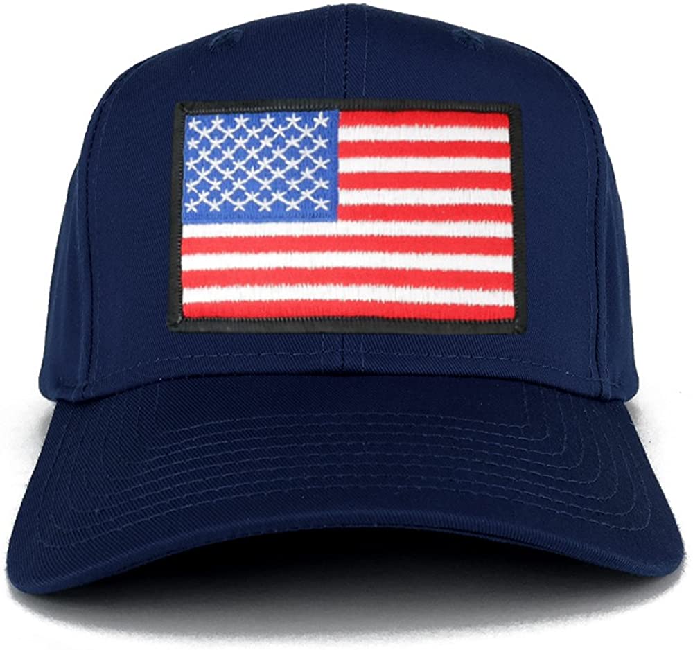 Armycrew XXL Oversize White Black Border USA Flag Patch Solid Baseball Cap