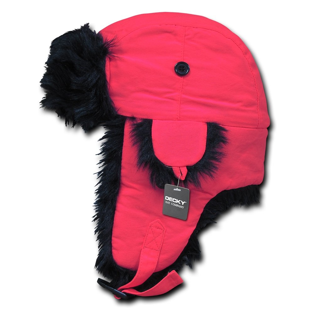 Decky Brands Bright Neon Black Fur Aviator High Visibility Winter Trooper Hat - Neon Yellow - LXL