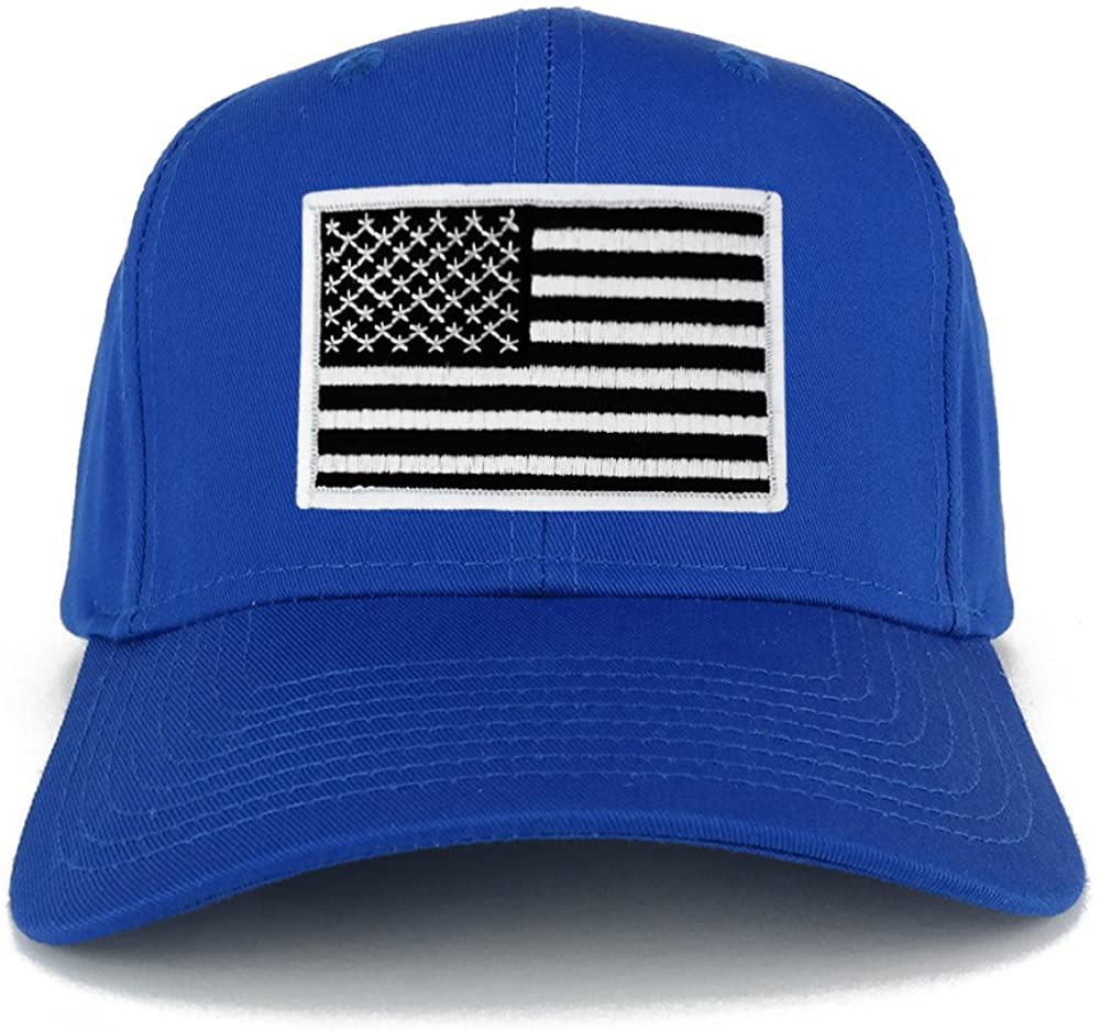 USA American Flag Logo Embroidered Iron On Patch Snap Back Cap - Royal