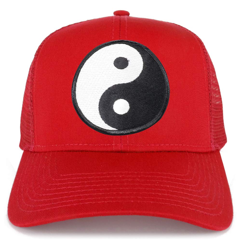 Armycrew White Yin Yang Patch Structured Mesh Trucker Cap