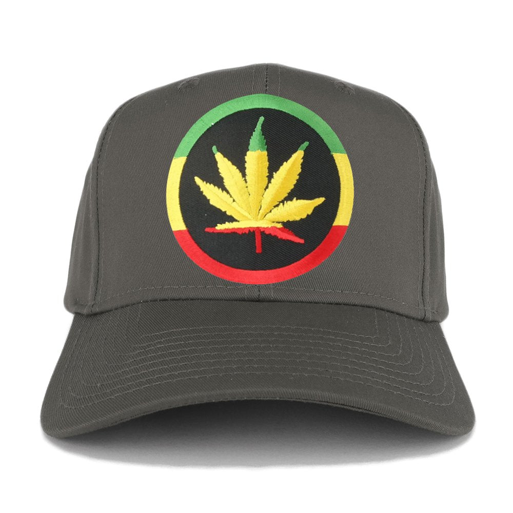 RGY Marijuana Leaf Rasta Circle Iron on Embroidered Patch Adjustable Baseball Cap