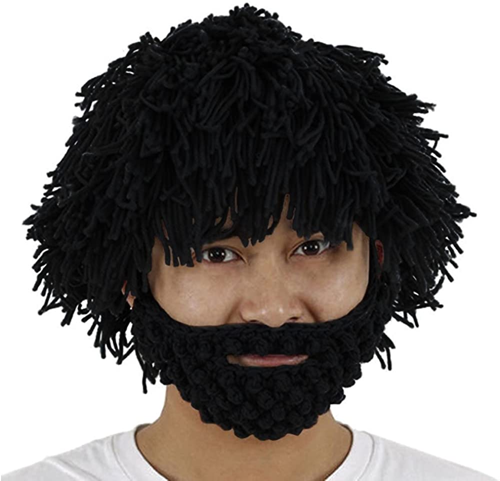 Armycrew Caveman Beard Beanie Wig for Halloween Fun Party for Youth to Adult