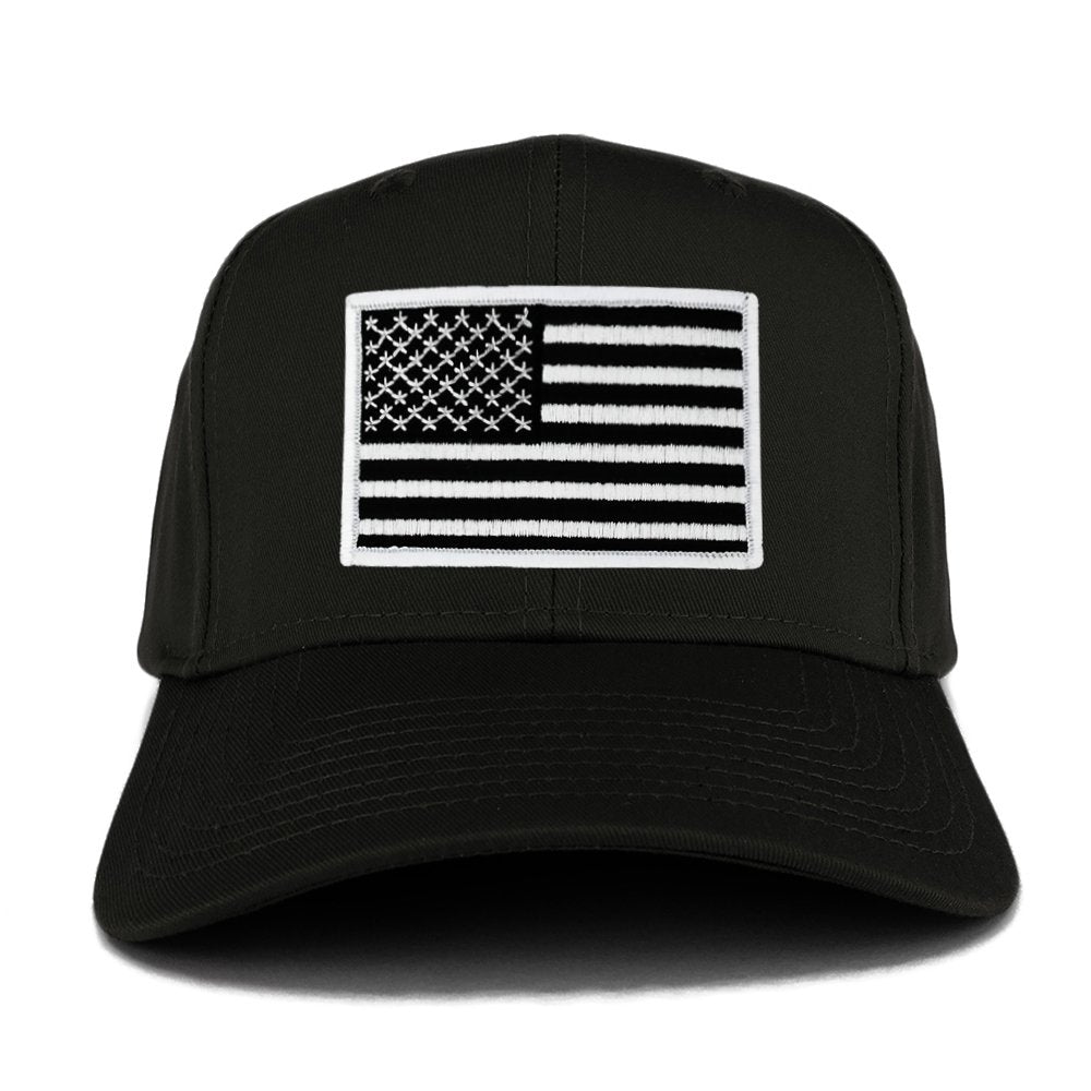 USA American Flag Logo Embroidered Iron On Patch Snap Back Cap - Black