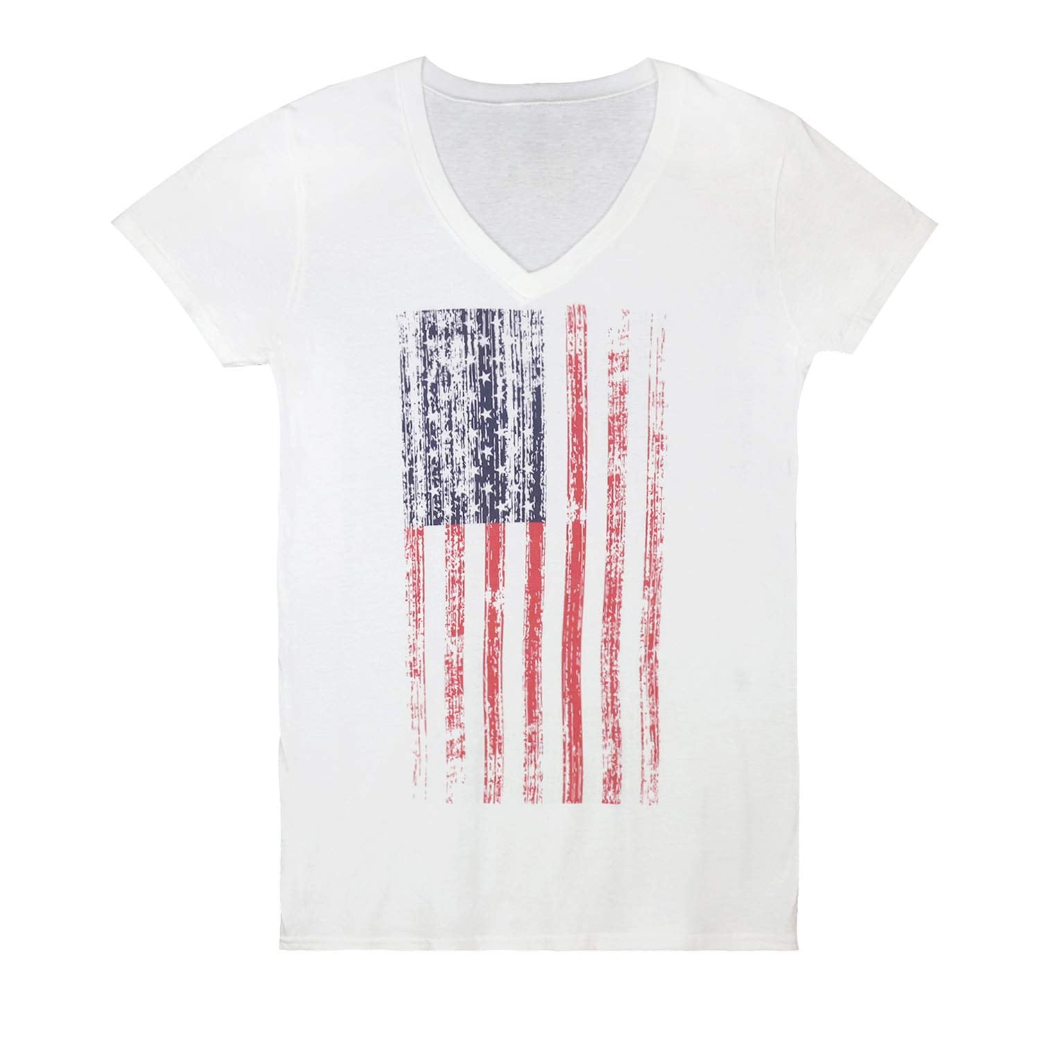 Armycrew Vintage Distressed US American Flag Screen Print Cotton V Neck T Shirt