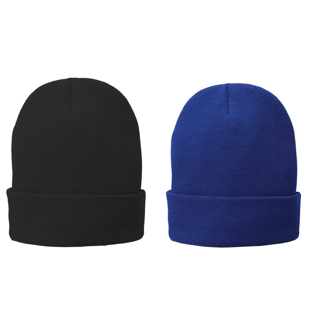 Armycrew 2 Pack Deal - Super Stretch Fine Gauge Winter Cuff Folded Long Beanie