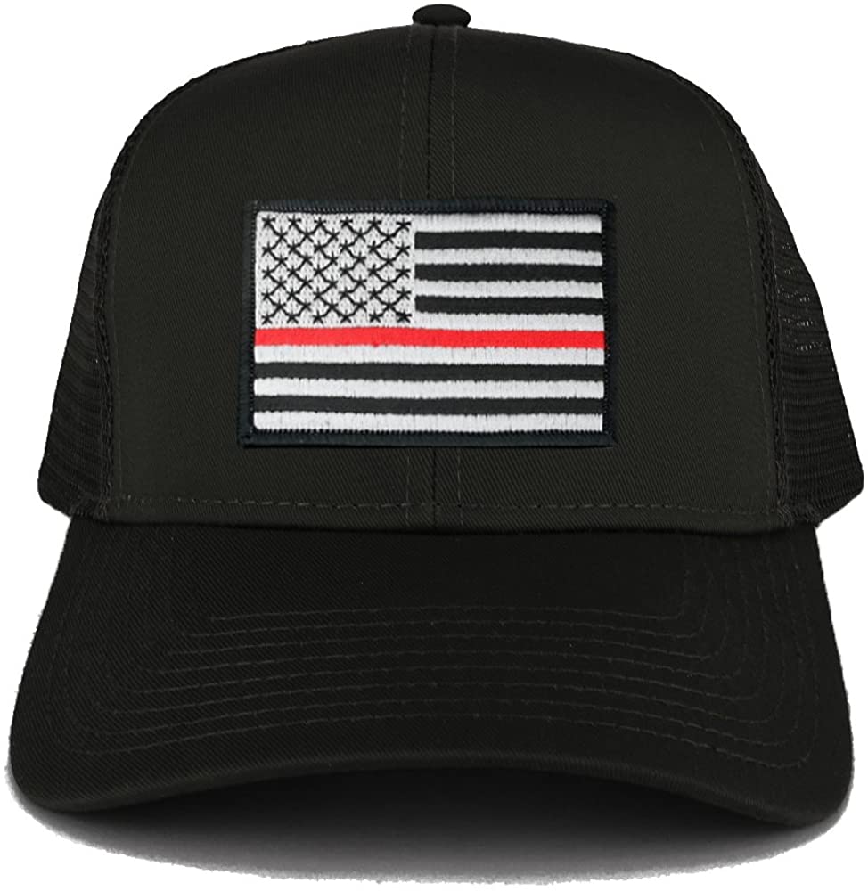 Armycrew USA American Flag Embroidered Patch Snapback Mesh Trucker Cap - Black