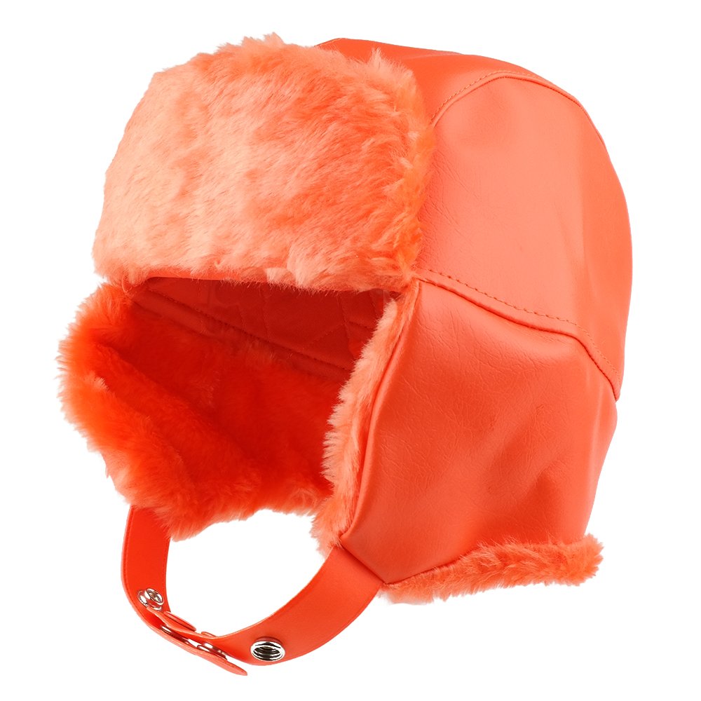 High Visibility Fur Trimmed Vinyl Trooper Aviator Winter Hat