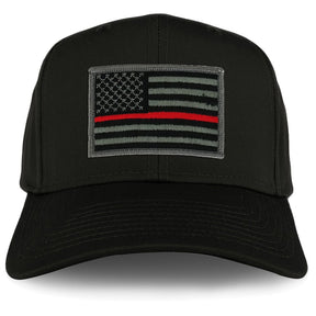 Armycrew XXL Oversize Thin Red Line USA American Flag Patch Solid Baseball Cap