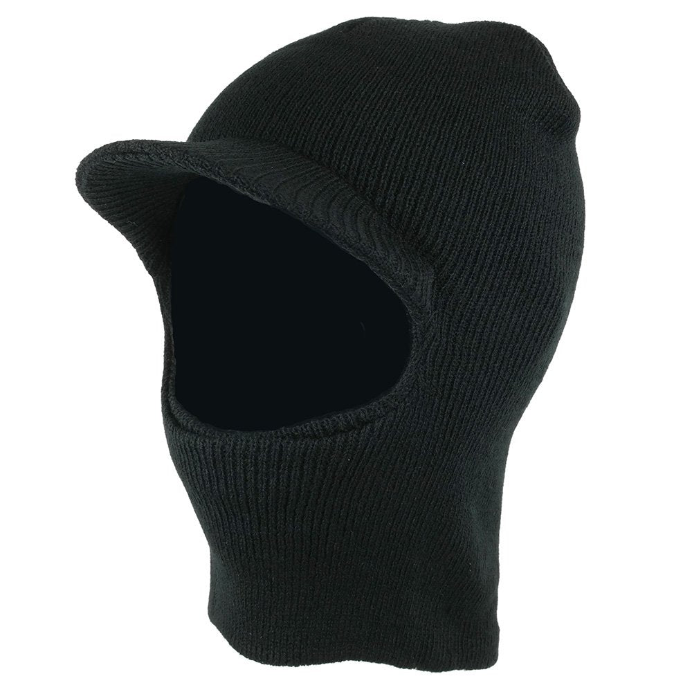 One Hole Ski Mask Beanie Hat with Visor