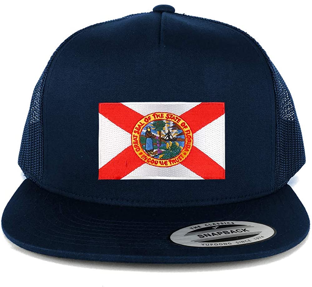 Armycrew New Florida State Flag Patch Panel Flatbill Snapback Mesh C