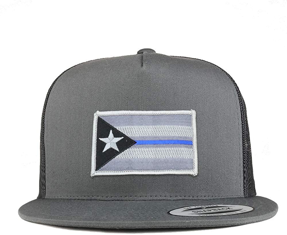 Armycrew 5 Panel Puerto Rico Thin Blue Line Flag Patch Flatbill Mesh Cap