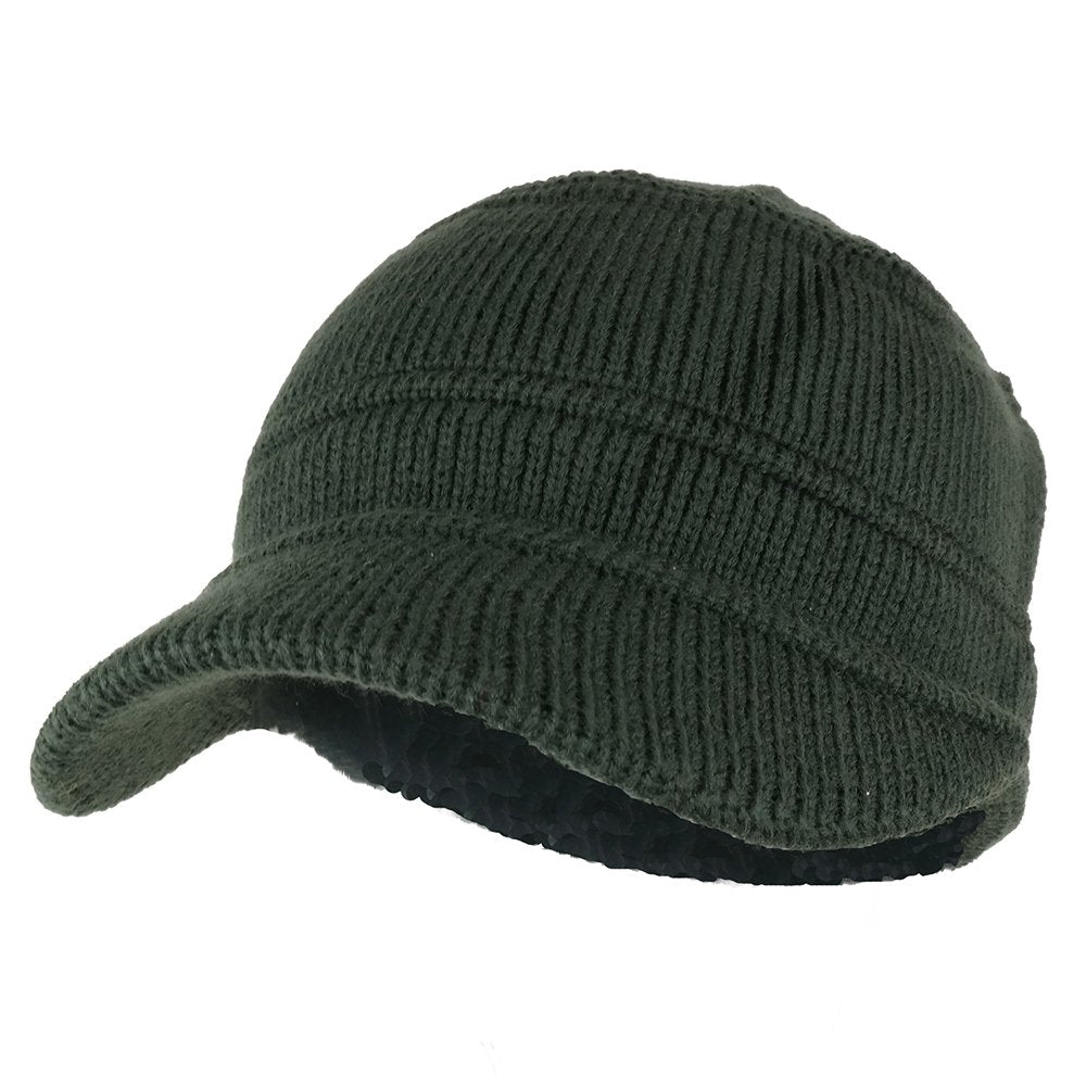 Armycrew Army Style Acrylic Cadet Winter Beanie Hat with Visor