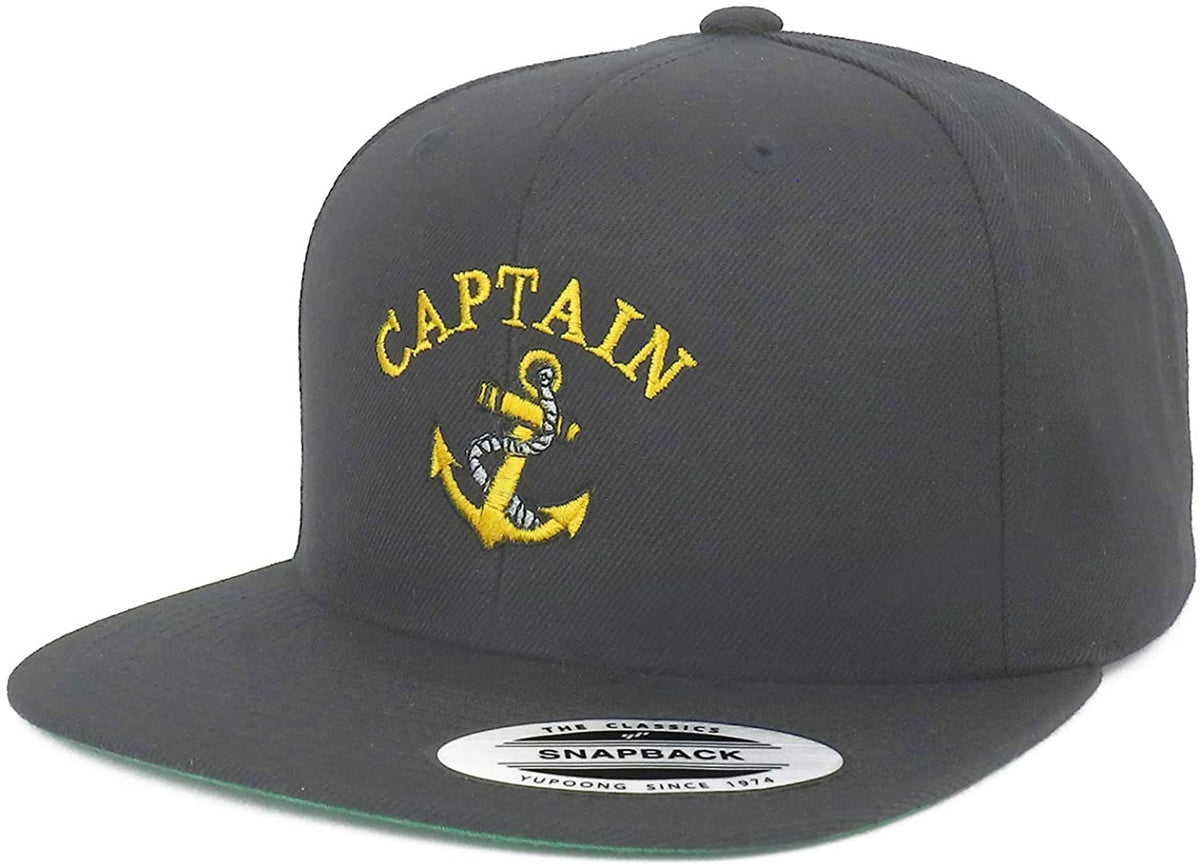 Armycrew Flexfit Oversize XXL Captain Anchor Logo Embroidered Structured Flatbill Snapback Cap
