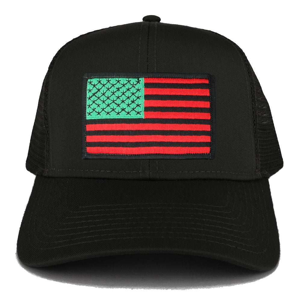 Armycrew USA American Flag Embroidered Patch Snapback Mesh Trucker Cap - Black