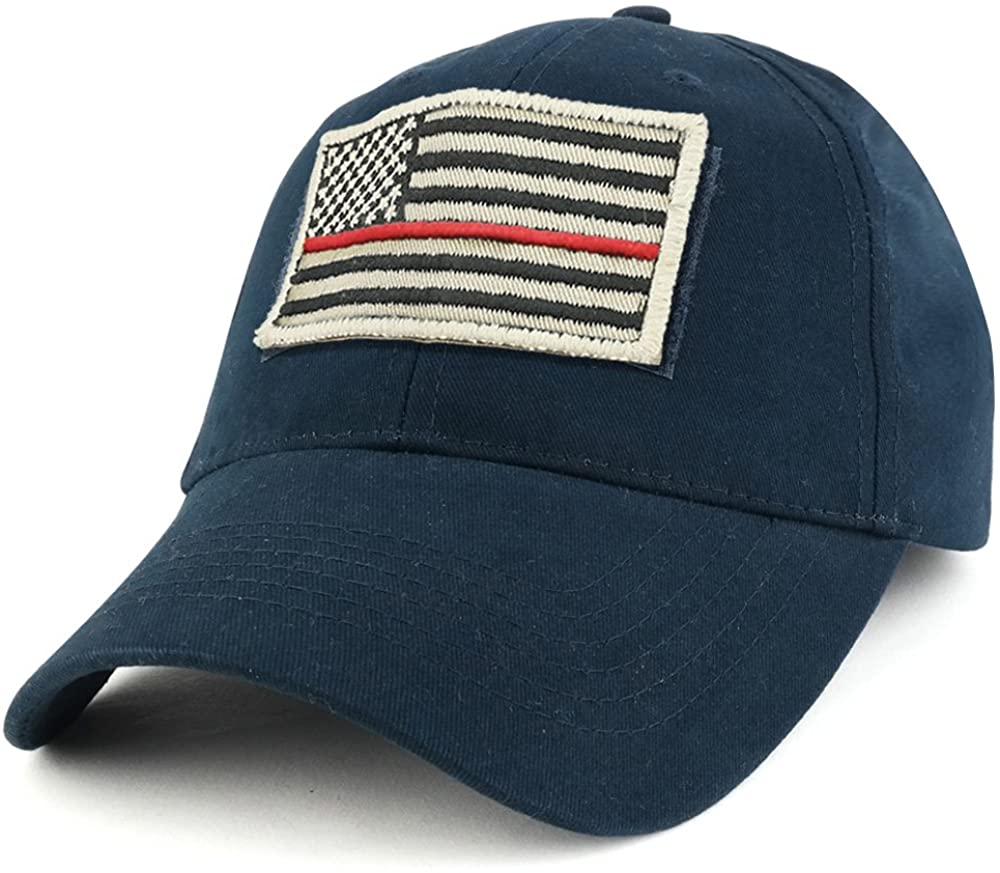 Armycrew USA Stone Thin Red Flag Tactical Patch Cotton Adjustable Baseball Cap