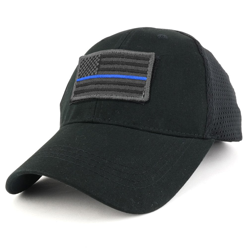 Armycrew USA Grey Thin Blue Flag Tactical Patch Cotton Adjustable Trucker Cap