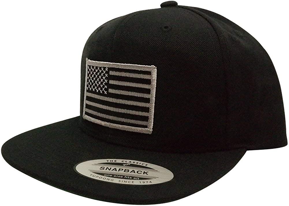 Flexfit Original Snapback with Patriotic American Flag Patch - Black (One Size, Desert Patch)