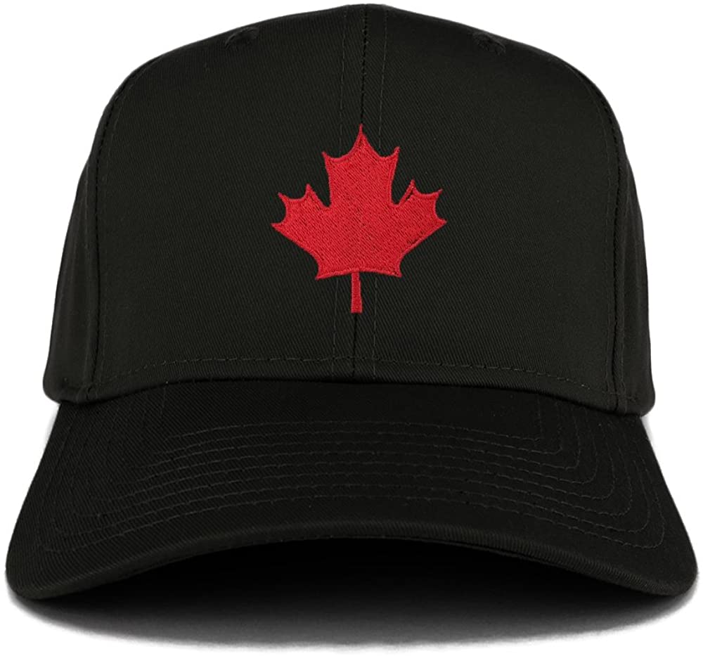 Canada Maple Leaf Embroidered 6 Panel Adjustable Baseball Cap Black