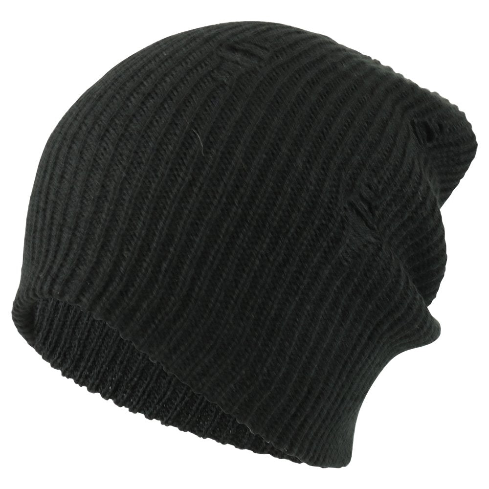 Armycrew Vintage Frayed Pattern Knit Deep Slouchy Beanie
