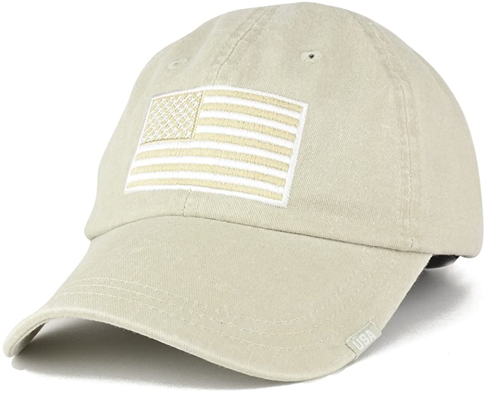 Armycrew USA Flag Embroidered Cotton Washed Low Profile Adustable Cap