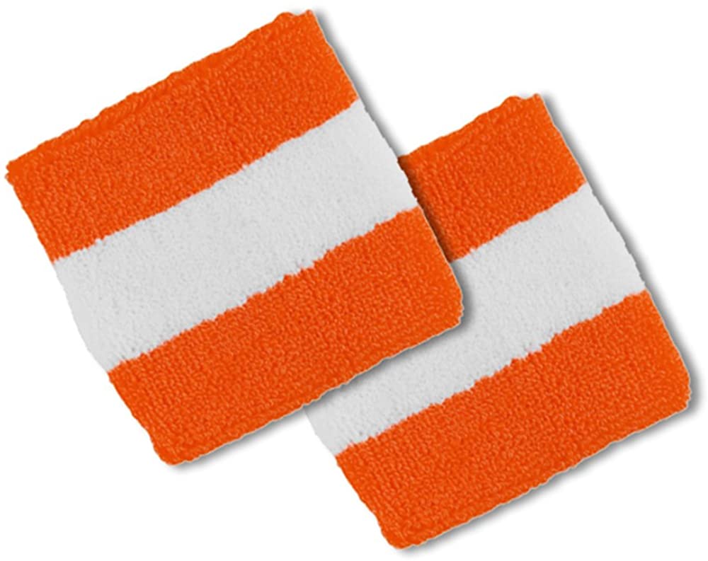 Cotton Terry Cloth Stripe Sports Wrist Band 2 Pack