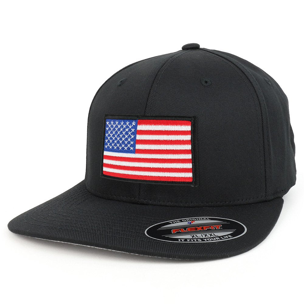 Armycrew XXL USA American Flag Embroidered Iron On Patch Flexfit Cap