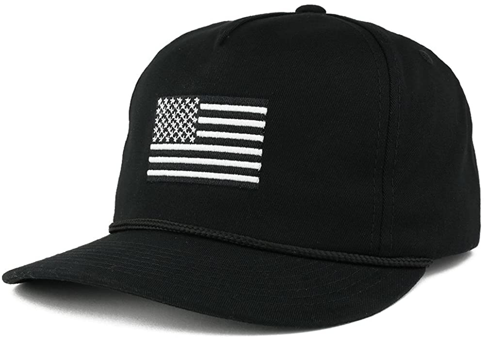 USA Flag Embroidered Braided Snap Adjustable Cap