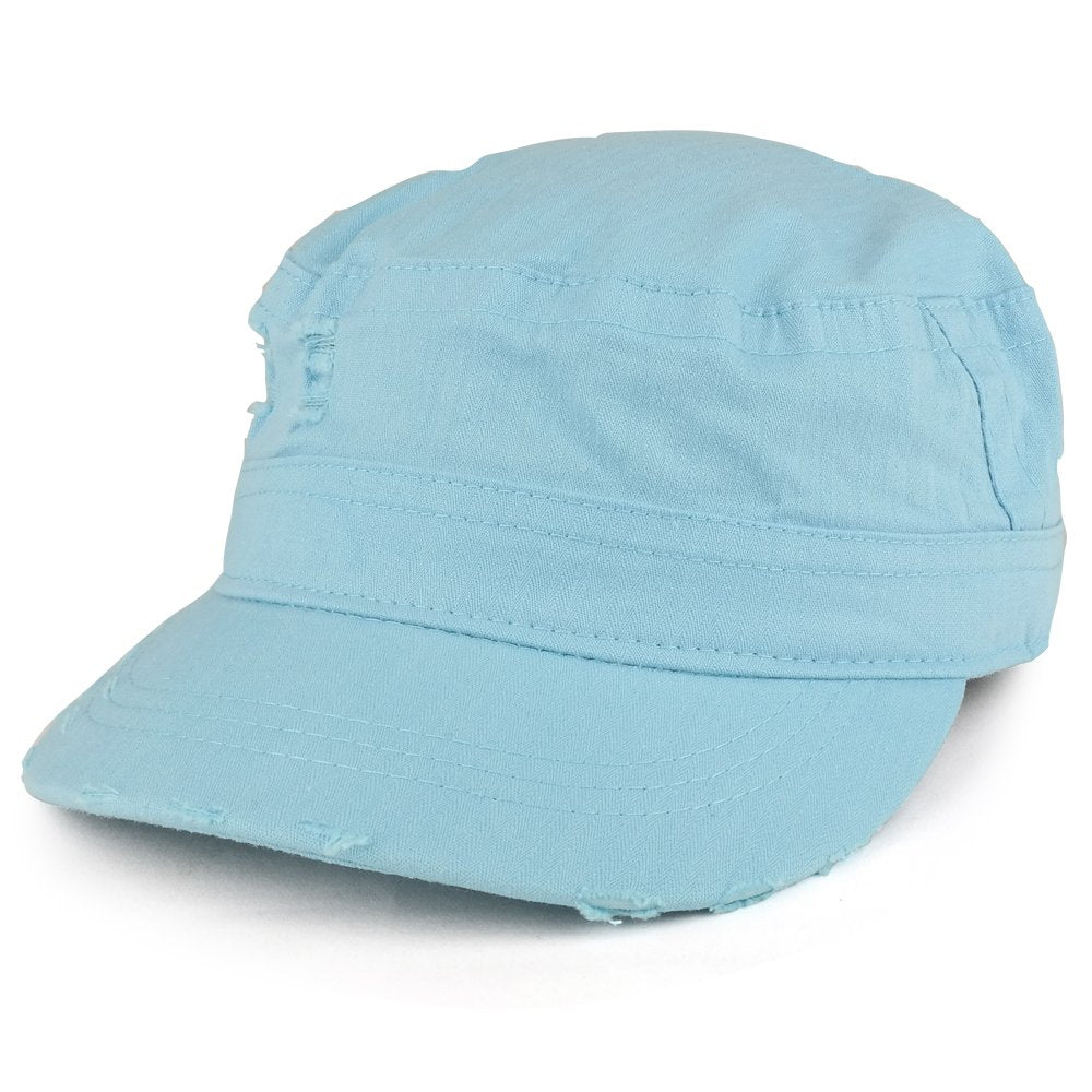 Frayed Herringbone Textured Elastic Band Army Style Cap