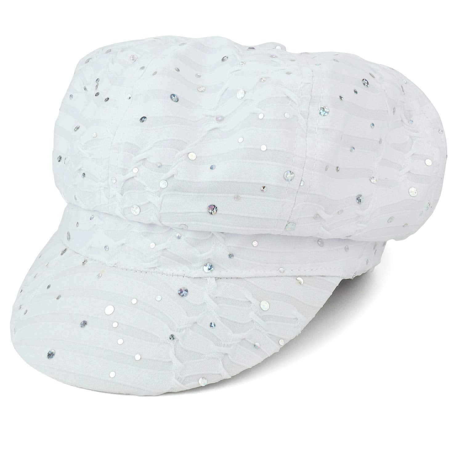 Armycrew Elastic Band Sparkle Sequin Glitter Newsboy Cap