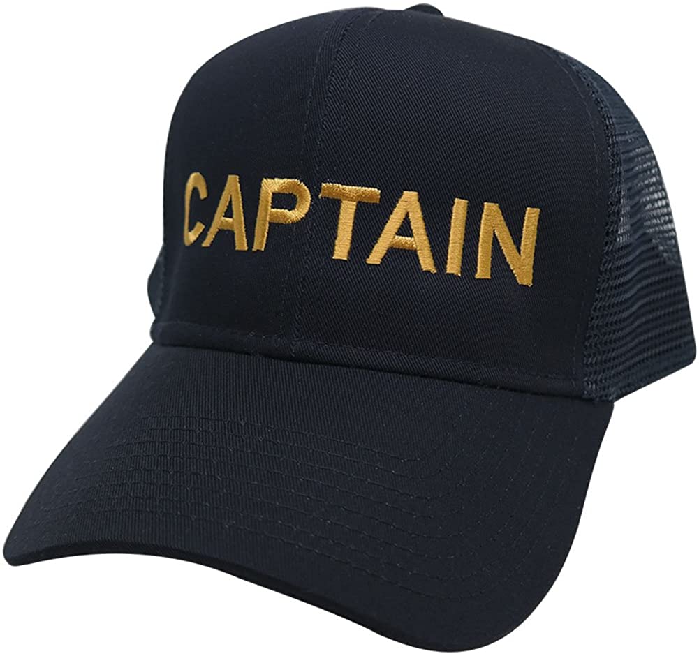 CAPTAIN Embroidered 6 Panel Trucker Mesh Baseball Cap
