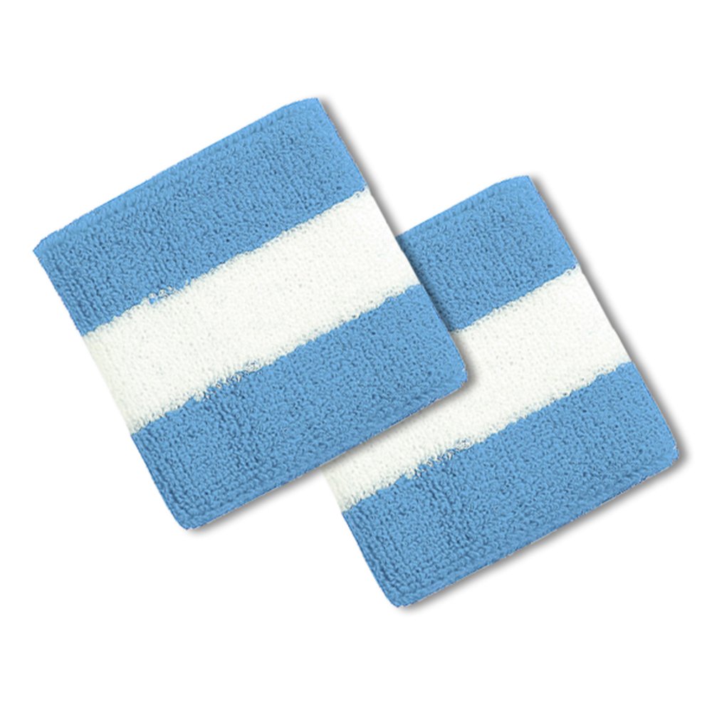 Cotton Terry Cloth Stripe Sports Wrist Band 2 Pack