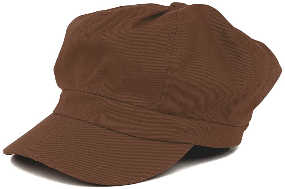 Women's Lightweight 100% Cotton Soft Fit Newsboy Cap with Elastic Back - Black
