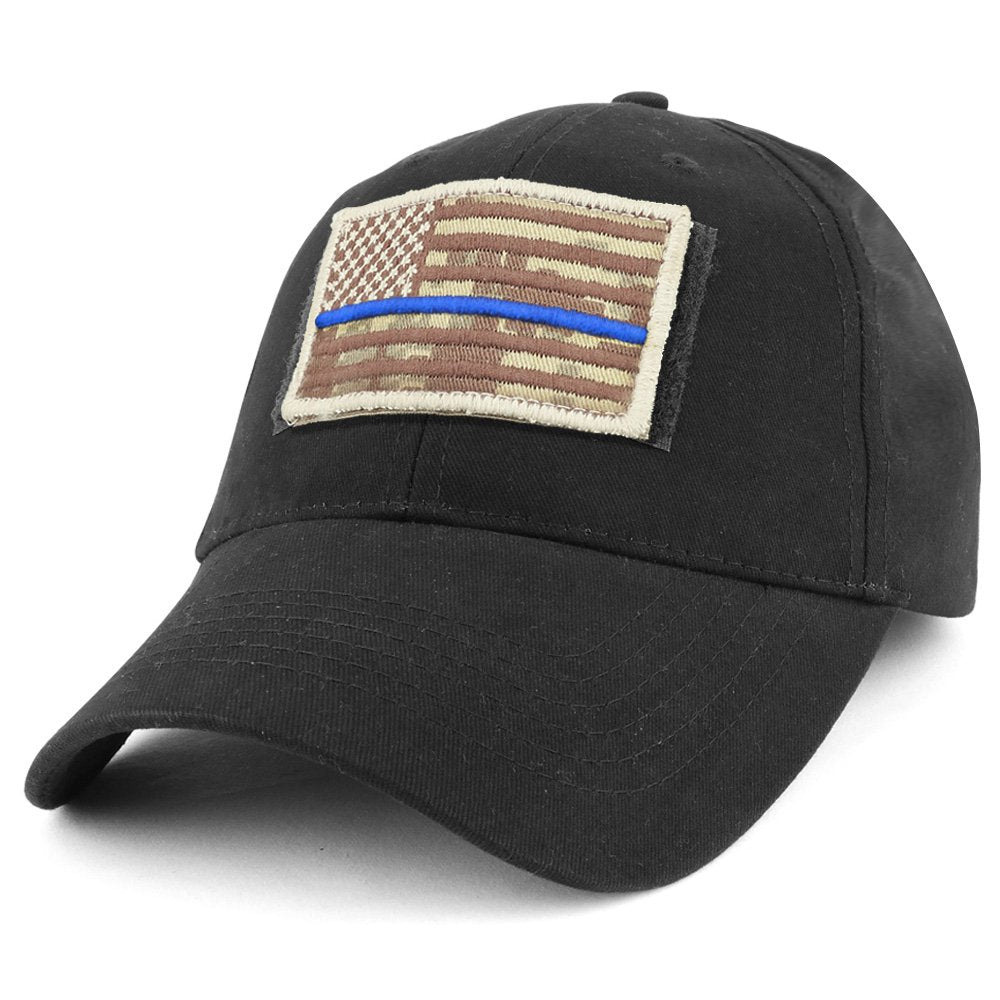 Armycrew USA Desert Digital Thin Blue Flag Tactical Patch Cotton Adjustable Baseball Cap