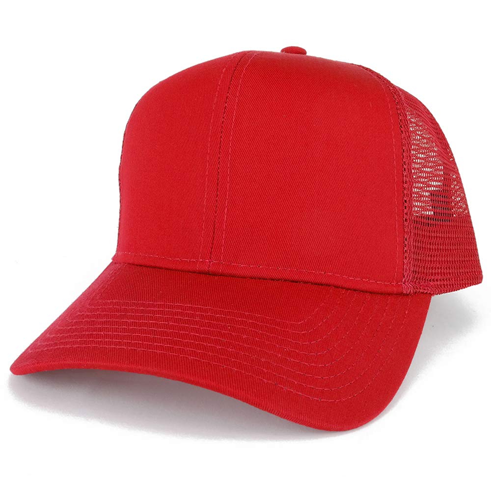 Armycrew Adjustable Solid Color Plain Cotton Polyester Blank Mesh Trucker Baseball Cap